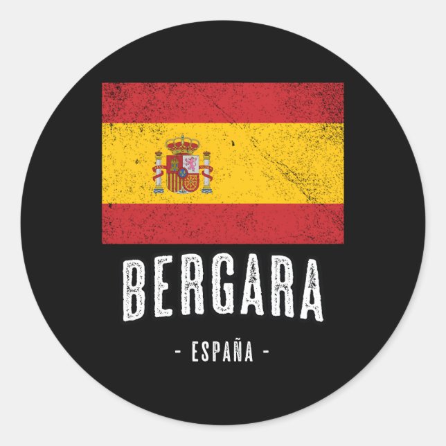Pegatina Redonda Bergara España Es Bandera Ciudad Bandera Ropa (Anverso)