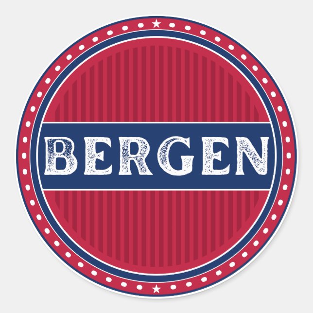 Pegatina Redonda Bergen City Pride Emblem – Norwegian Identity (Anverso)