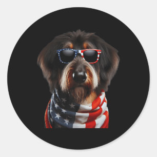 Pegatina Redonda Berger Picard Perro 4 De Julio Independencia Estad