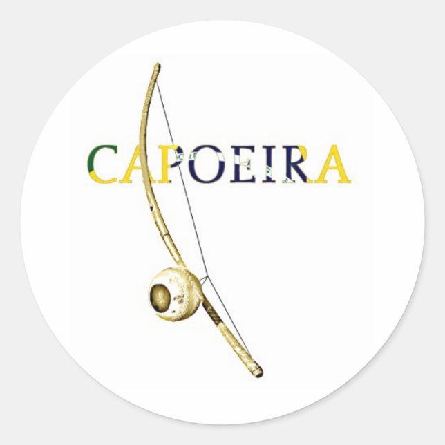 Pegatina Redonda Berimbau Capoeira (Anverso)