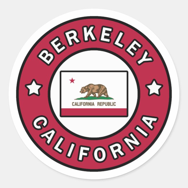 Pegatina Redonda Berkeley California (Anverso)