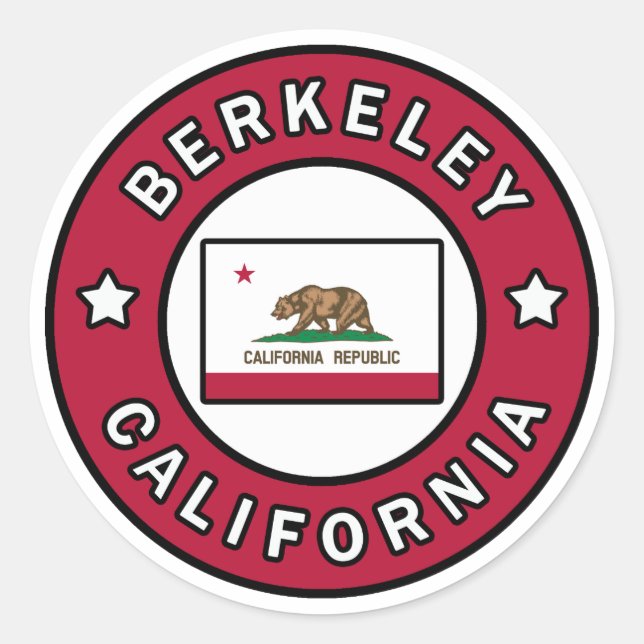 Pegatina Redonda Berkeley California (Anverso)
