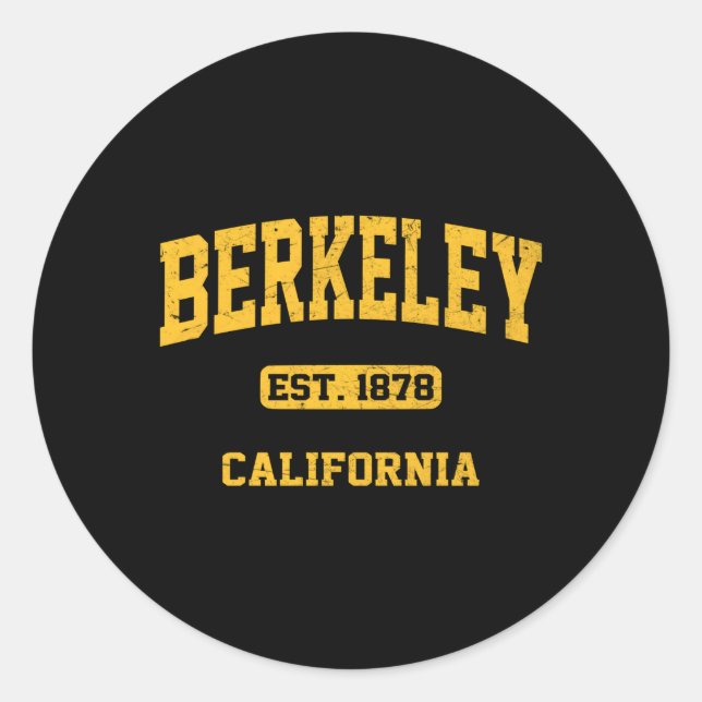 Pegatina Redonda Berkeley California Ca State Athletic Style (Anverso)