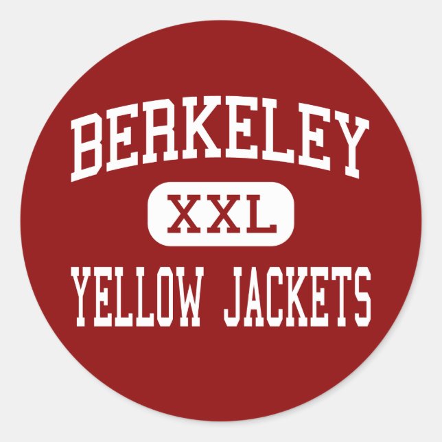 Pegatina Redonda Berkeley - Chaquetas amarillas - Alto - Berkeley (Anverso)