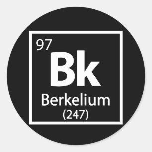 Pegatina Redonda Berkelium - Tabla periódica de ciencias de Berkele