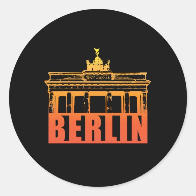 Pegatina Redonda Berlín Alemania City Cityscape Skyline Funny Gift (Anverso)