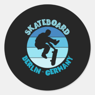 Pegatina Redonda Berlín Alemania Skater Urna Skateboarding
