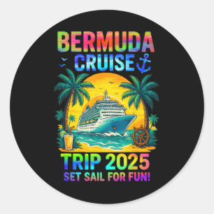 Pegatina Redonda Bermuda Cruise Squad 2025 Aventura Marina Familiar