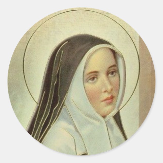 Pegatina Redonda Bernadette de Lourdes (Anverso)