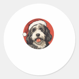 Pegatina Redonda Bernedoodle Dog Xmas Doodle Dood Cuate Navidades B