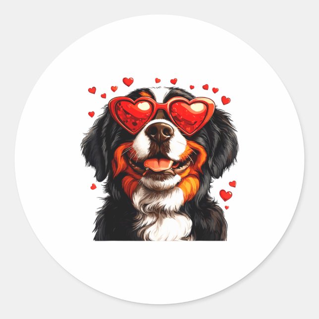 Pegatina Redonda Bernese Mountain Cute Berner Dog Lover Valentines  (Anverso)