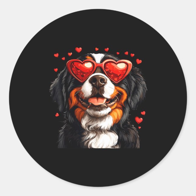 Pegatina Redonda Bernese Mountain Cute Berner Dog Lover Valentines  (Anverso)