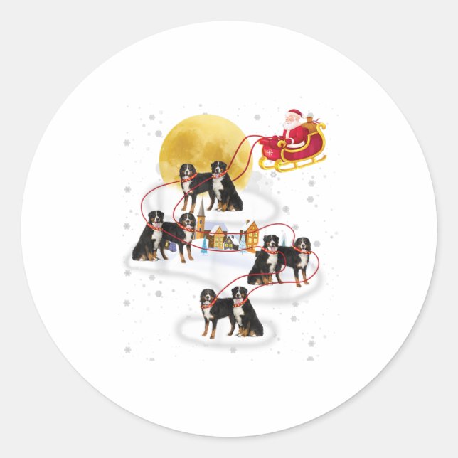 Pegatina Redonda Bernese Mountain Dog Light Christma (Anverso)