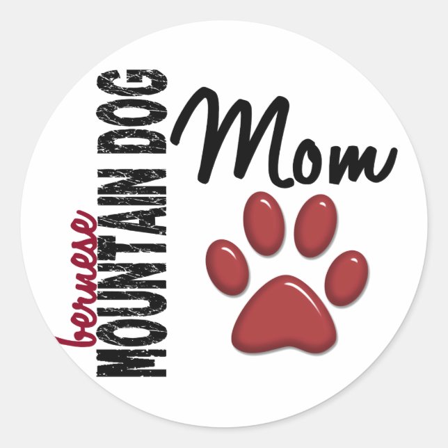 Pegatina Redonda Bernese Mountain Dog Mom 2 (Anverso)