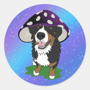 Pegatina Redonda Bernese Mountain Dog Mushroom Cap