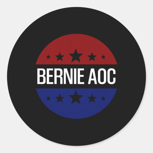 Pegatina Redonda Bernie Aoc 2028 Bernie Sanders Alexandria Cortez P (Anverso)
