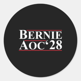 Pegatina Redonda Bernie Aoc 2028 Bernie Sanders Alexandria Cortez P