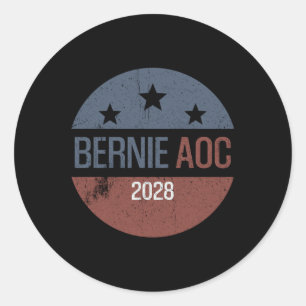 Pegatina Redonda Bernie Aoc 2028 Bernie Sanders Alexandria Cortez P