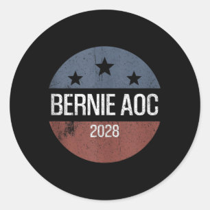 Pegatina Redonda Bernie Aoc 2028 Bernie Sanders Alexandria Cortez P