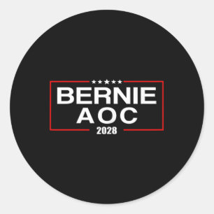 Pegatina Redonda Bernie Aoc 2028 Bernie Sanders Alexandria Cortez P