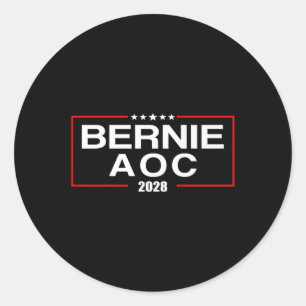 Pegatina Redonda Bernie Aoc 2028 Bernie Sanders Alexandria Cortez P