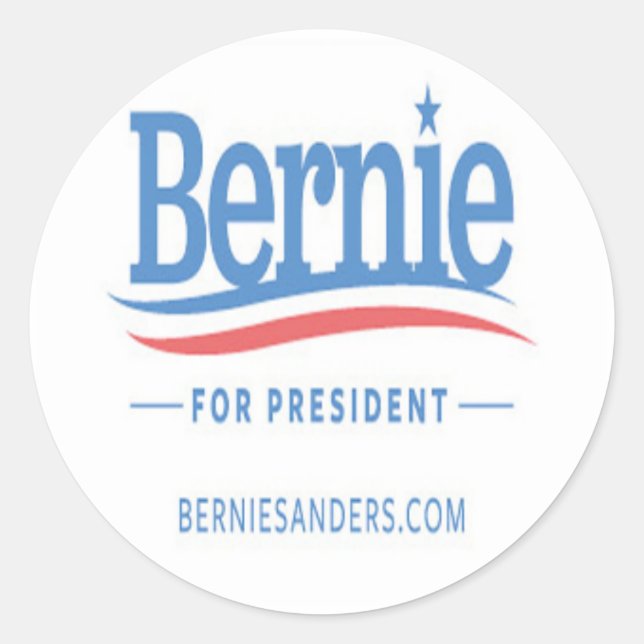 Pegatina Redonda Bernie For President Logo (Anverso)