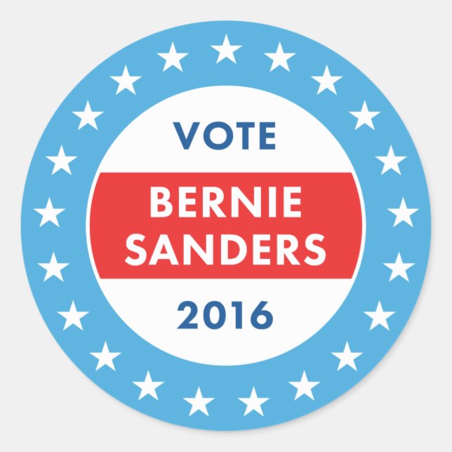 Pegatina Redonda Bernie Sanders 2016 (Anverso)