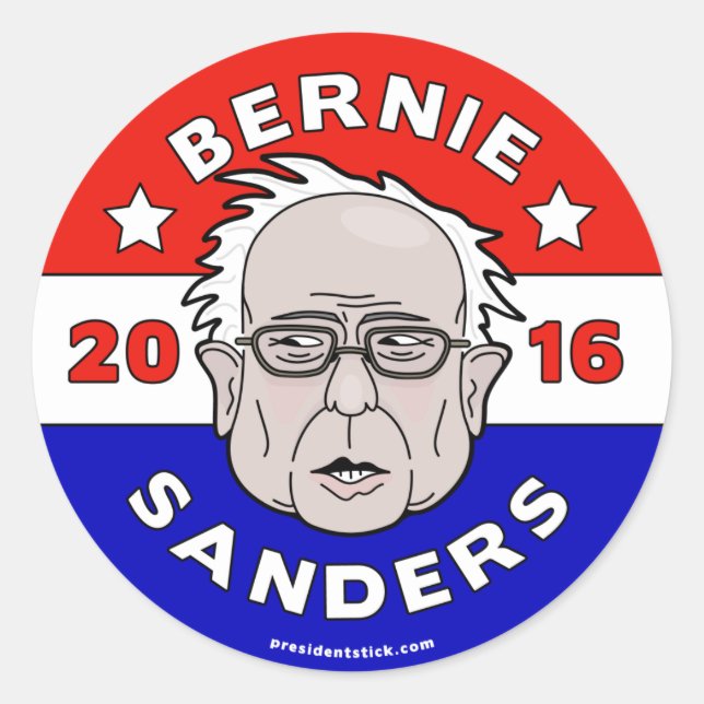 Pegatina Redonda Bernie Sanders para presidente 2016 (Anverso)
