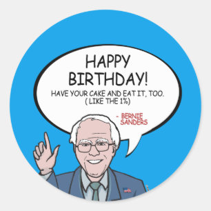 Pegatina Redonda Bernie Sanders Saludo - Feliz Cumpleaños -.png