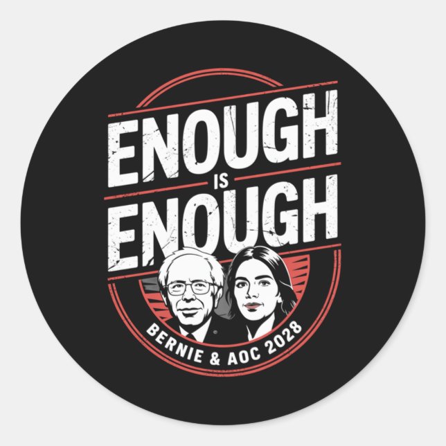 Pegatina Redonda Bernie Sanders Y Aoc 2028 Para La Campaña Presiden (Anverso)