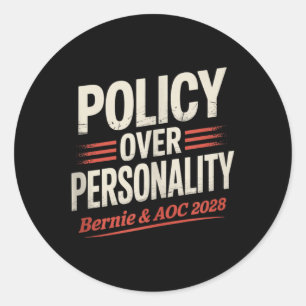 Pegatina Redonda Bernie Sanders Y Aoc 2028 Para La Campaña Presiden