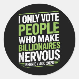 Pegatina Redonda Bernie Sanders Y Aoc 2028 Para La Campaña Presiden