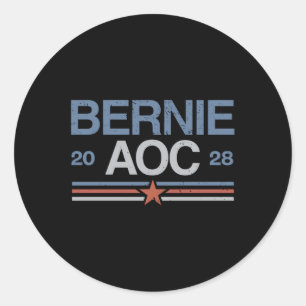 Pegatina Redonda Bernie Sanders Y Aoc Long Sleeve