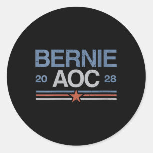Pegatina Redonda Bernie Sanders Y Aoc V-neck
