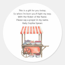 Pegatina Redonda Berries baby shower - Prayer candle label