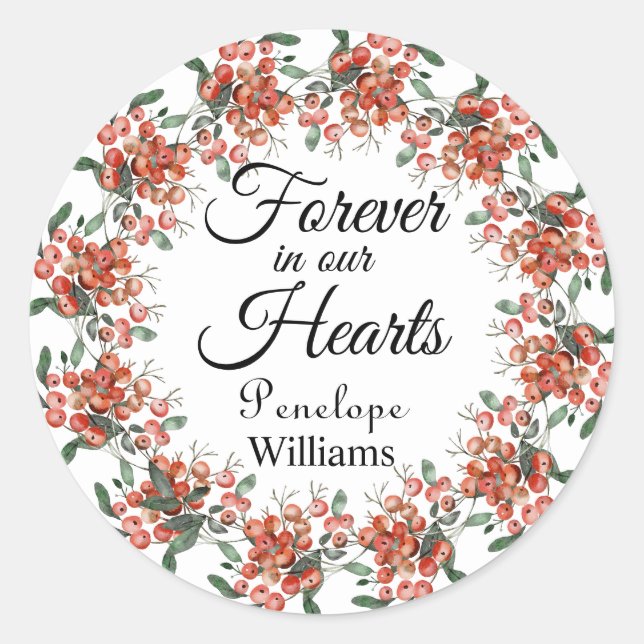 Pegatina Redonda Berries Forestales En La Memoria Amada (Anverso)