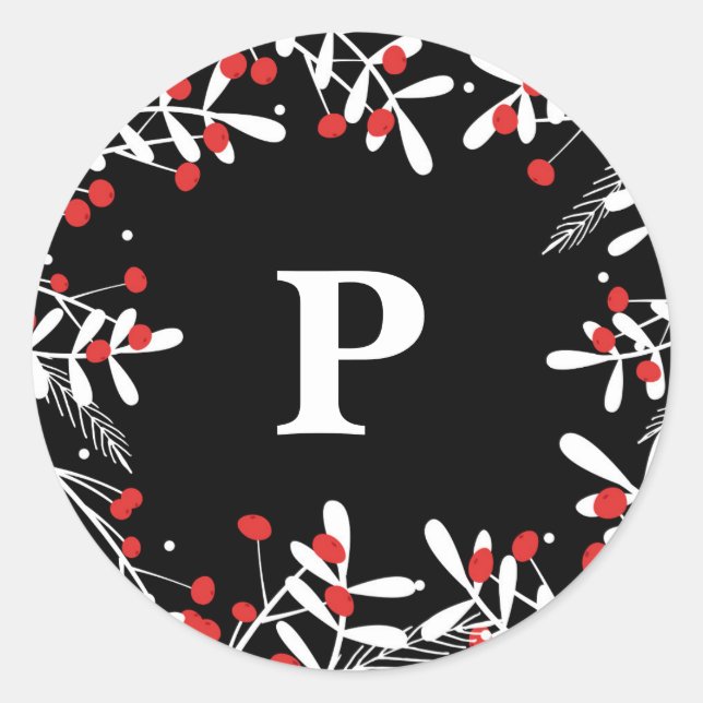 Pegatina Redonda Berries rojas y blancos dejan vacaciones rusas en  (Anverso)