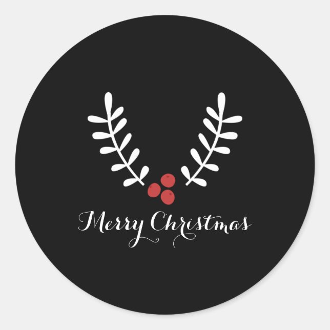 Pegatina Redonda Berries rojos y Navidades blancos dejan cualquier  (Anverso)