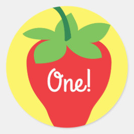 Pegatina Redonda Berry 1º cumpleaños Cute Fresa Colorful Mod