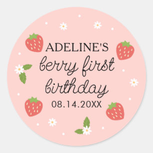 Pegatina Redonda Berry 1.ᵉʳ cumpleaños Fresa
