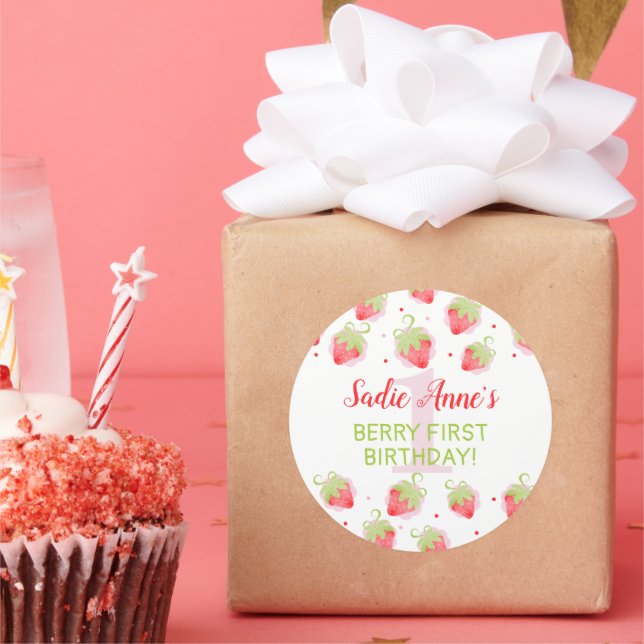 Pegatina Redonda Berry Berry Sweet Strawberry Birthday (Fiesta)