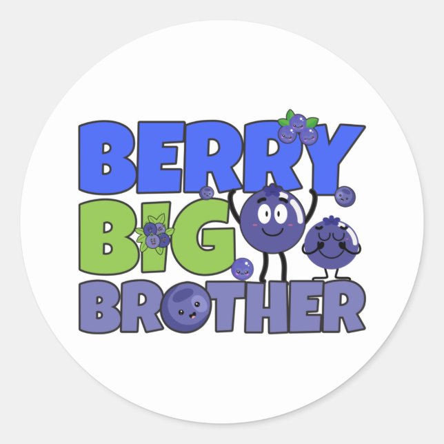 Pegatina Redonda Berry Big Brother - Sibling Blueberry Pun (Anverso)