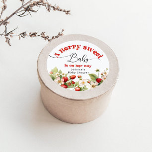 Pegatina Redonda Berry dulce Strawberry baby ducha