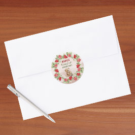 Pegatina Redonda Berry First Strawberry and Bear Birday