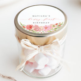 Pegatina Redonda Berry First Strawberry Summer 1º cumpleaños |