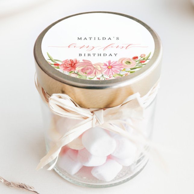 Pegatina Redonda Berry First Strawberry Summer Cumpleaños 1 | (Subido por el creador)