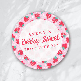 Pegatina Redonda Berry FirSweetst Birthday Strawberry Daisy