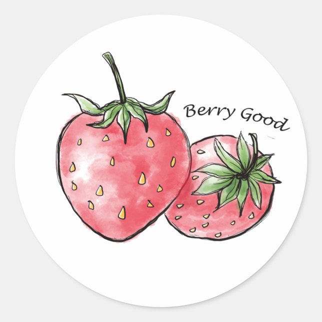 Pegatina Redonda Berry Good Fun - Fresa Delight (Anverso)