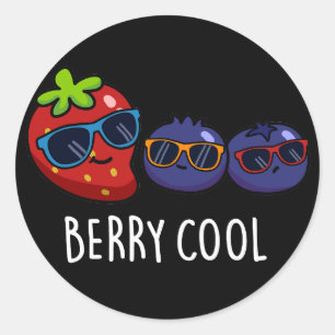 Pegatina Redonda Berry Guay Funny Strawberry Blueberry Pun Dark BG