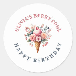 Pegatina Redonda Berry Guay Happy Birthday Ice Cream Fiesta